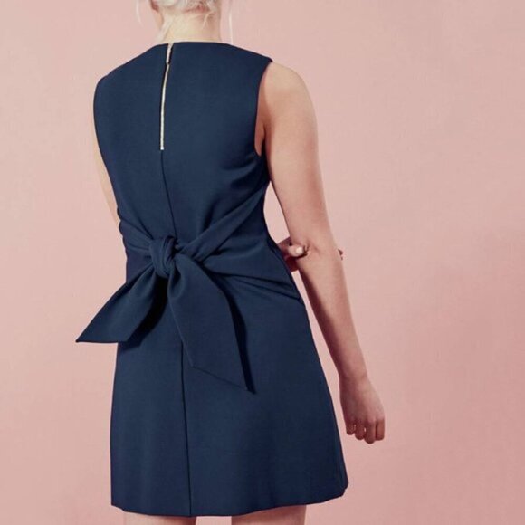 Ted Baker Papron Colour By Numbers Waist Tie Dress Navy US Size 6/ Ted Size 2 - Picture 3 of 14